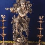 Exquisite Handcrafted Large Lord Krishna Brass Sculpture - 43" Height